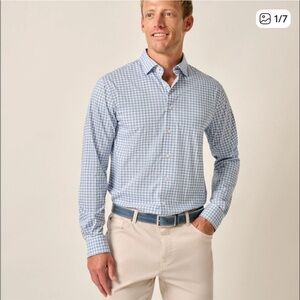 johnnie-O Light Blue Gingham Button-Down Shirt